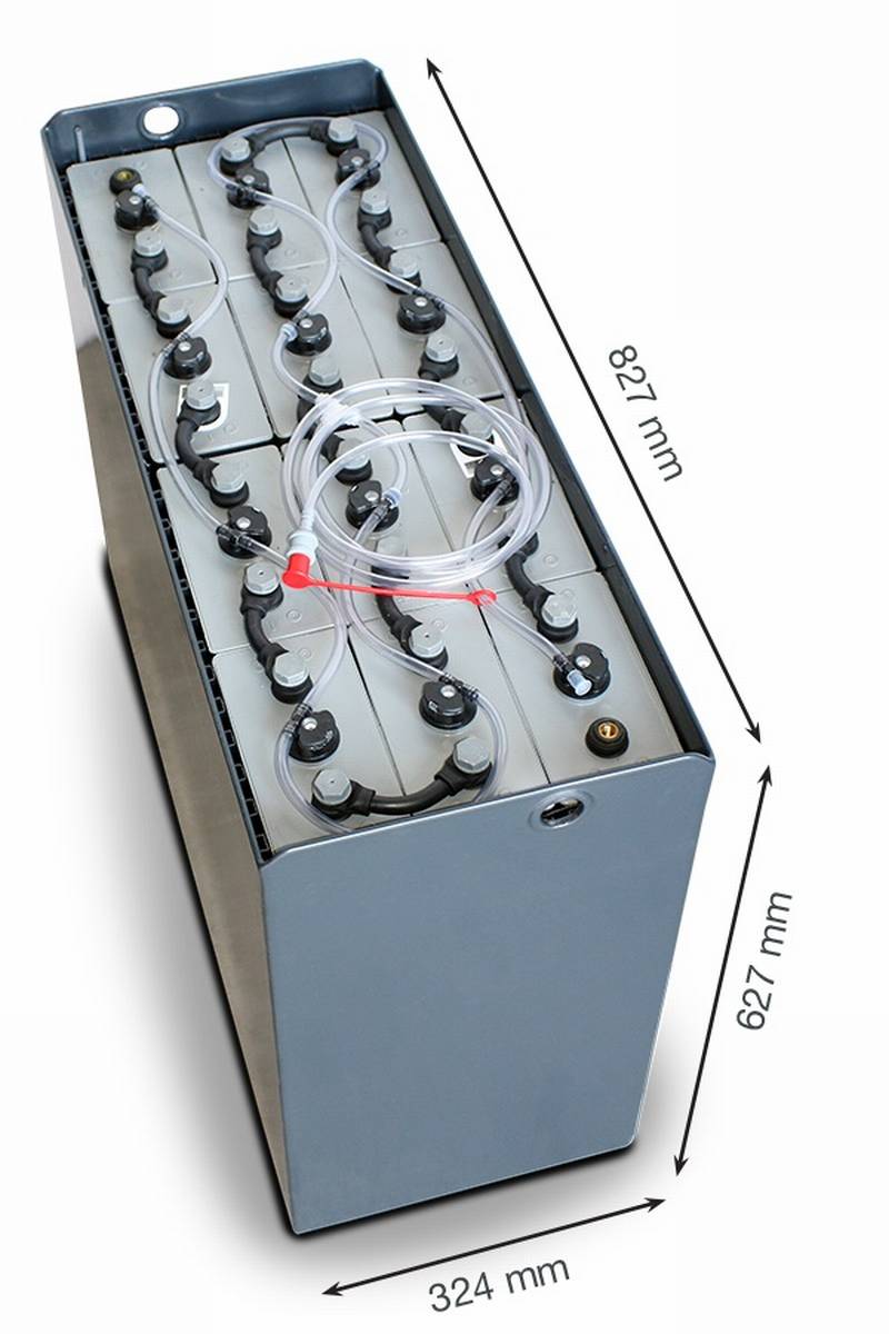 24V Gabelstaplerbatterie 5 PzS 625 Ah DIN A (827 * 324 * 627mm L/B/H) Trog 57014028 inkl. Aquamatik von Q-Batteries