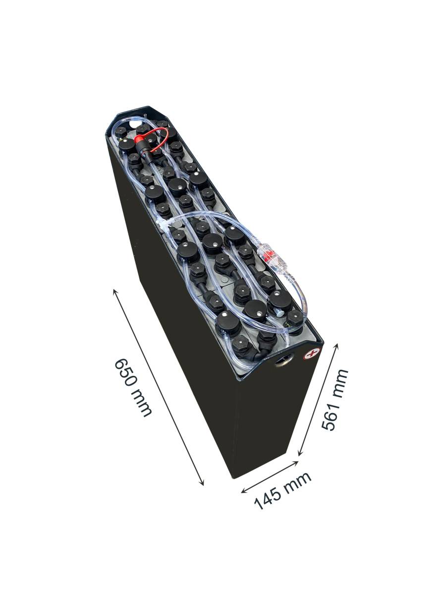 24V Gabelstaplerbatterie 2 PzB 150 Ah (650 * 145 * 561mm L/B/H) Trog 57034107 inkl. Aquamatik von Q-Batteries