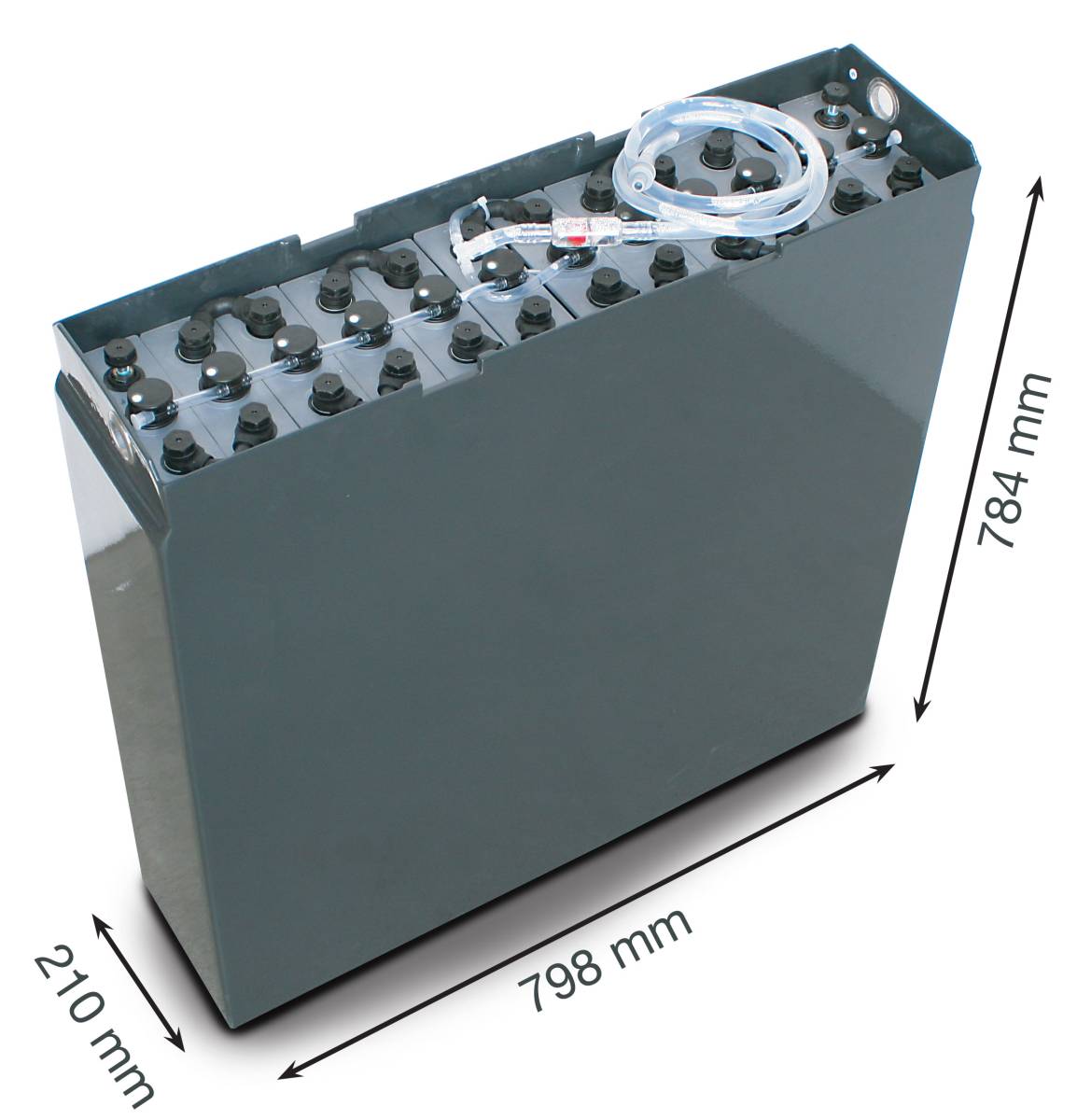 24V Gabelstaplerbatterie 3 PzS 465 Ah (796 * 210/218 * 782mm L/B/H) Trog 570341252 inkl. Aquamatik von Q-Batteries